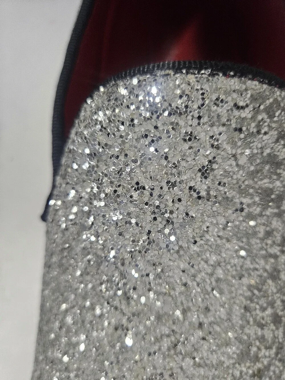 Men's Silver Glitter Slip-On Loafers